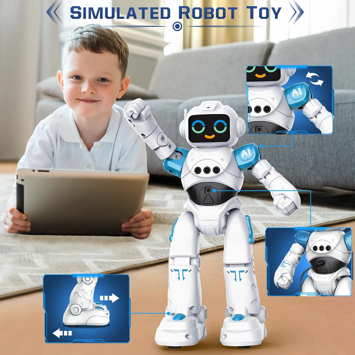 VATOS Roboter Spielzeug für Kinder ab 3-12 Jahre - Ferngesteuerter Roboter, Gestensteuerung Programmierbare RC Roboter Spielzeug Dancing Walking Smart Robot Jungen Mädchen Geburtstag Geschenk