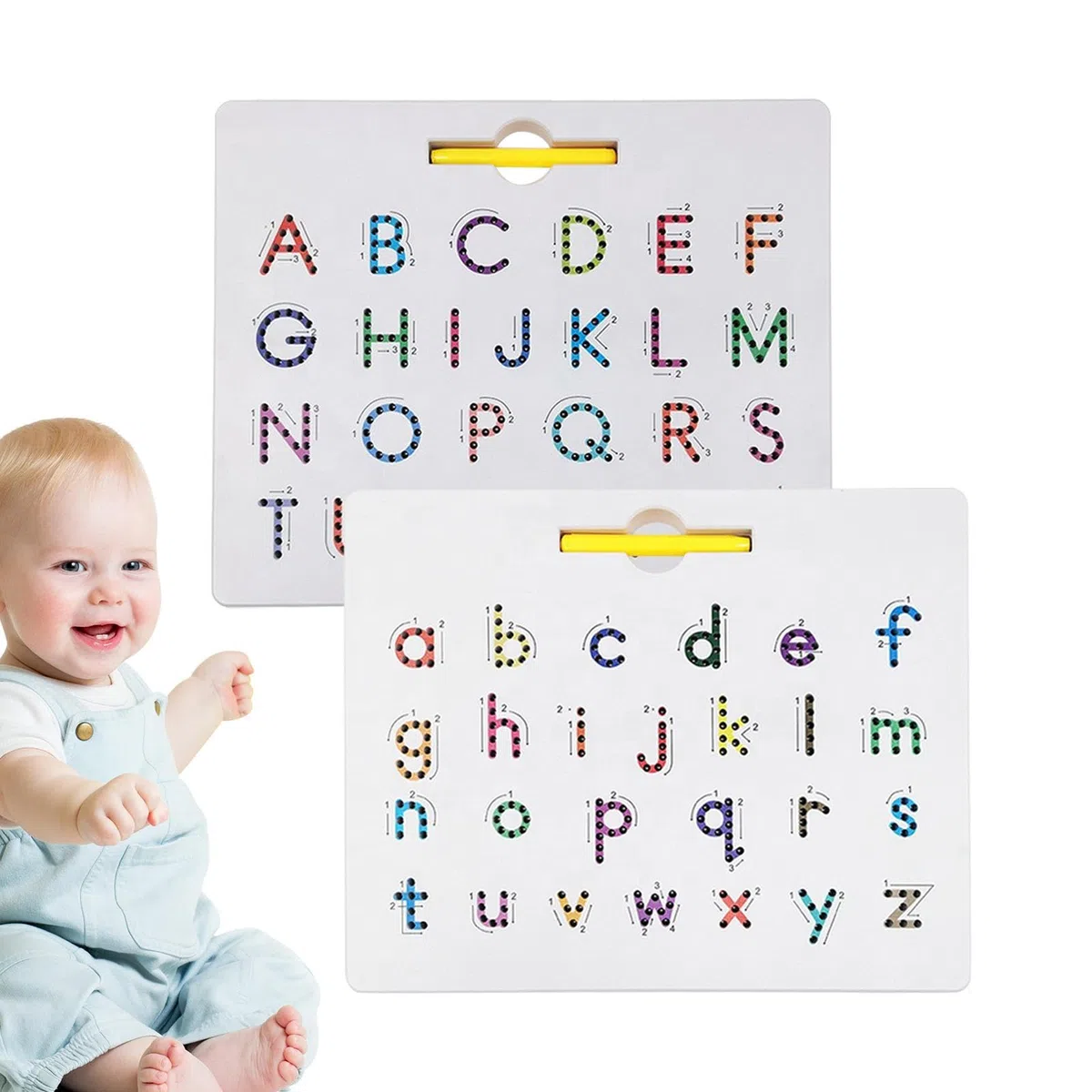 Alphabet-Tracking Board – Magnet-Tracking – Alphabet Board – Magnetplatte zur Verfolgung von Buchstaben des Alphabets 2-in-1 | Alphabet-Schreibtafel von A bis Z (Großbuchstaben)