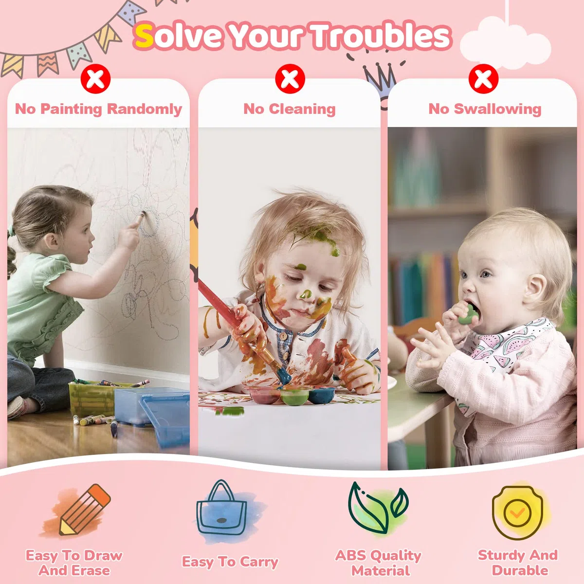 Kikidex Magnetisches Zeichenbrett, Kleinkind-Mädchen-Spielzeug für 1–2 Jahre, Doodle Board Pad Lern- und Lernspielzeug für 1 2 3 Jahre alte Babys, Kinder, Geburtstagsgeschenk (Rosa)