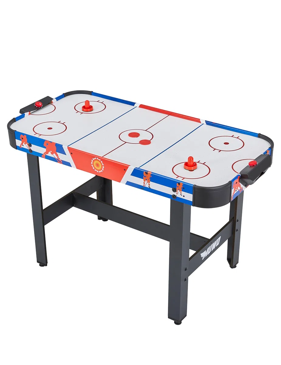 MUWO Air Hockey Tisch 122x61x79 cm, Torzähler, inklusive 2 Pucks und 2 Pusher, Harte, robuste Kunststoffbanden