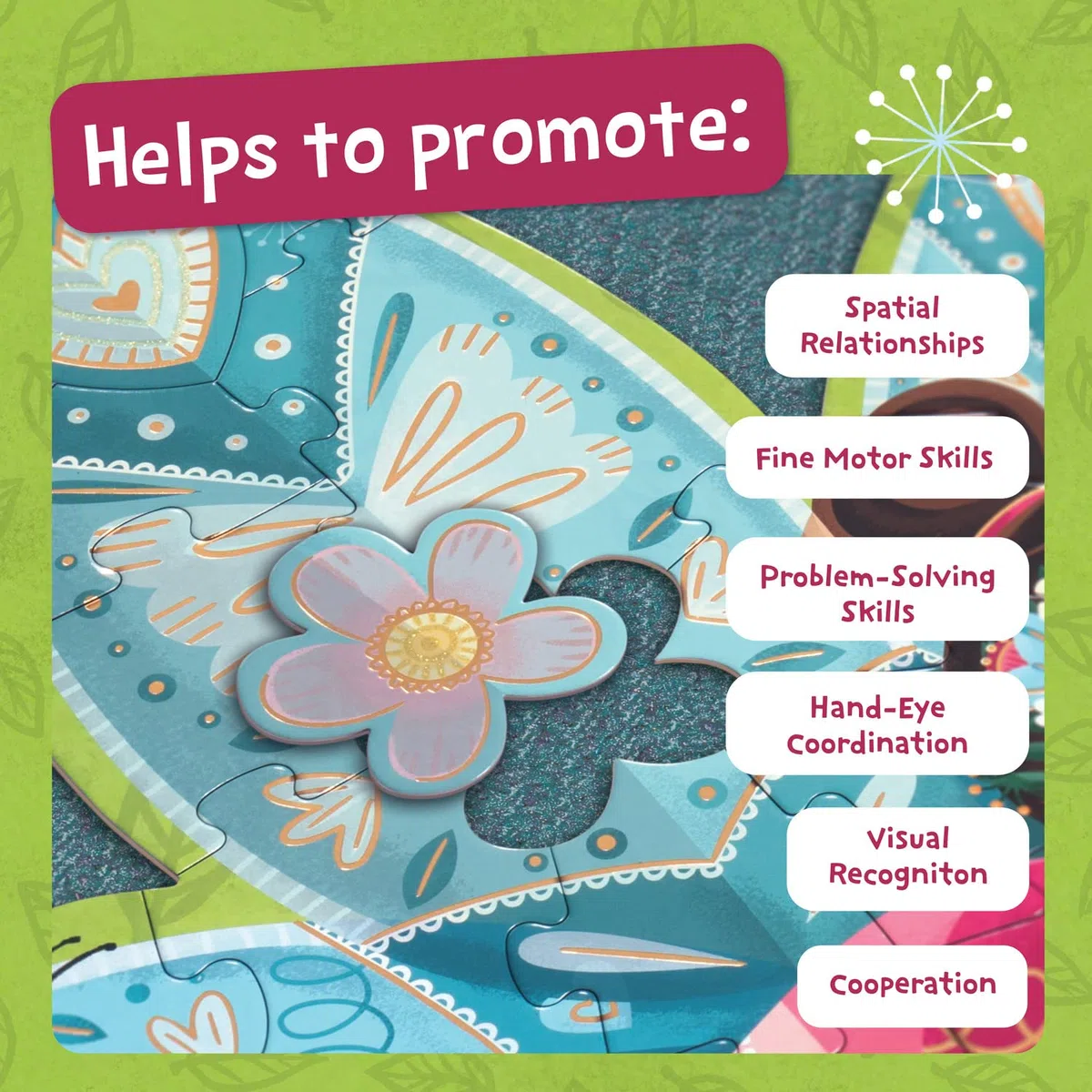 Peaceable Kingdom Shimmer & Glitter Fairy Floor Puzzle – 50-teiliges riesiges Bodenpuzzle für Kinder ab 5 Jahren – lustige Puzzleteile – ideal für Klassenzimmer