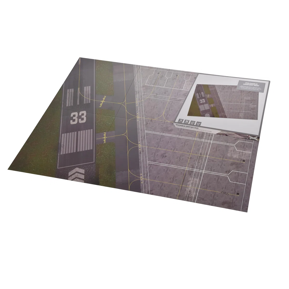 Airport Layout Matte mit Landebahn - für Modellflugzeuge im Maßstab 1/400 & 1/500, Faltbares Brett - Erstellen Sie einen Modellflughafen, parkt bis zu 12 Flugzeuge 33,11 x 46,8 Zoll Größe