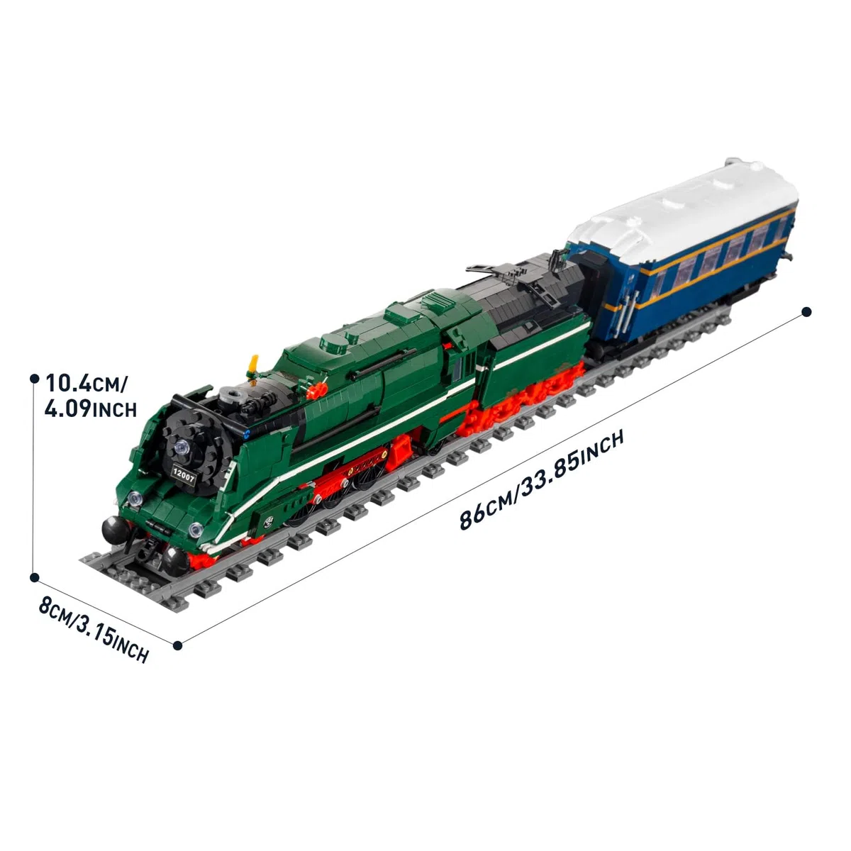 Mould King 12007 Technik Zug Baustein Modell, 2348 Teile Train Eisenbahn Fernbedienung und App Dual Control, Ferngesteuertes Zug Modellbausatz Bausteinset mit Schiene und Beleuchtung