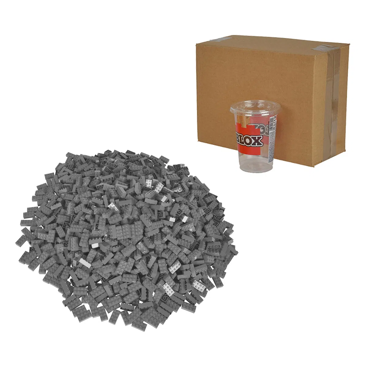Simba Blox 500 graue Bausteine - 8er Steine kompatibel mit Anderen Herstellern - Baustein Set für Kinder ab 3 Jahren - im Karton - hochwertige Spielsteine kindgerecht