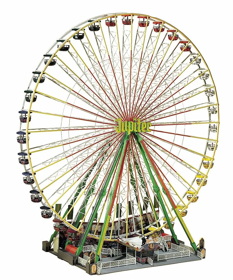 FALLER Riesenrad Jupiter Modellbausatz mit 1210 Einzelteilen 280 x 220 x 520 mm I Modelleisenbahn Zubehör H0 I Modelleisenbahn H0 Kirmesanlagen