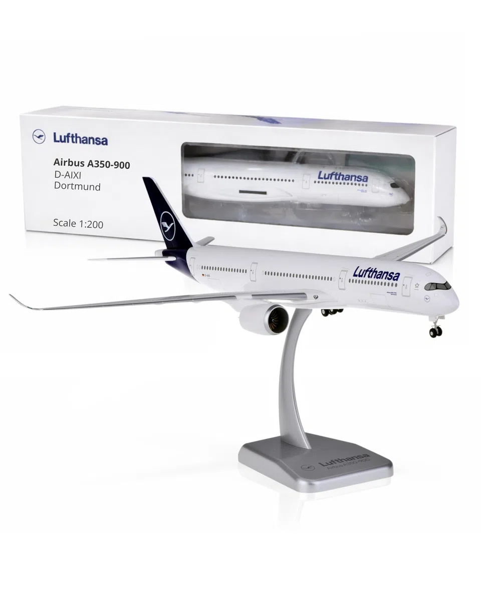 Limox Lufthansa Airbus A350-900 D-AIXI – Modellflugzeug 1:200 I Offiziell Lizenziertes Flugzeugmodell mit Standfuß für Sammler & Luftfahrtfans I Detailgetreue Flugzeug Deko für Vitrine, Büro & Regal
