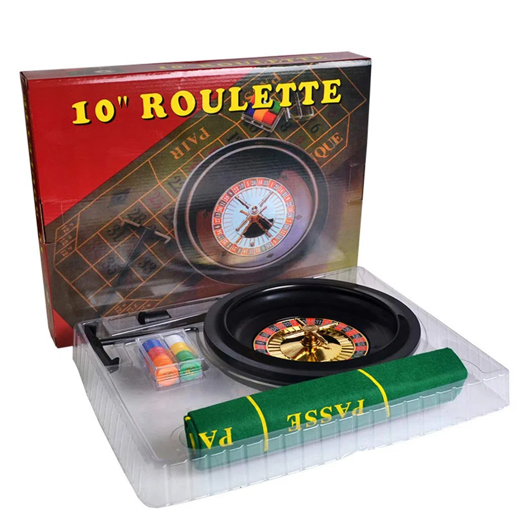 Roulette Spiel Set 25.4 cm mit Tischdecke, Chips, Sammelrechen und Stahlkugel für Party, Brettspiel, Casino Roulette, KTV Partyspiel, Grün und Schwarz, 10 Jahre+, 120.0 Jahre+