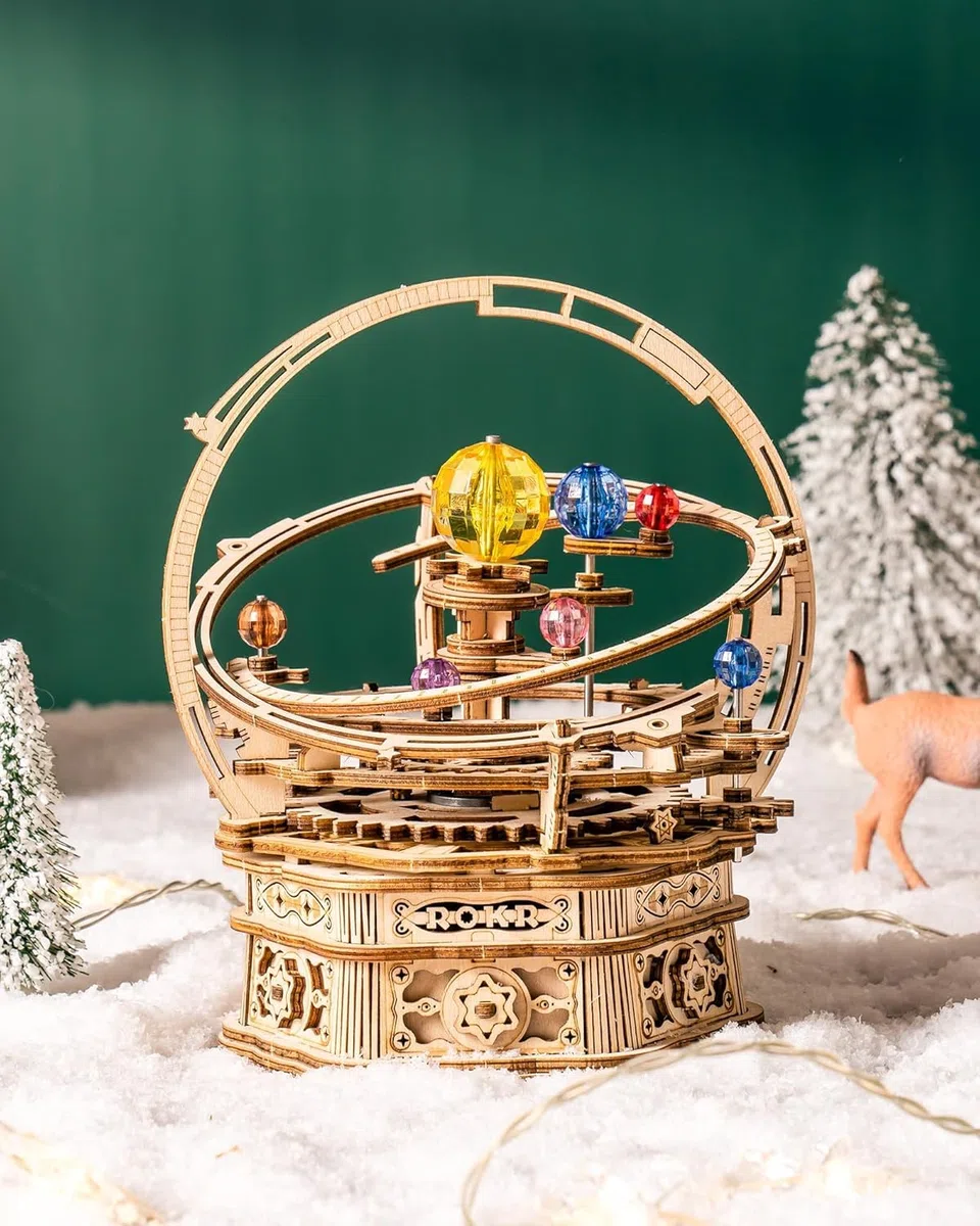 ROKR 3D Puzzle Holz Starry Night Musikbox,Holzpuzzle Erwachsene Mechanisch Modellbausatz,DIY-Geschenke für Kinder.