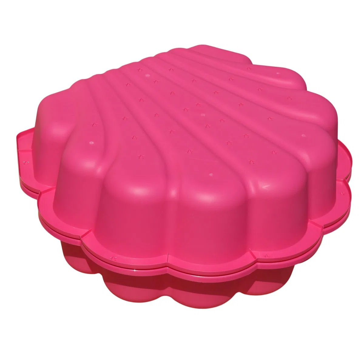 Sand- & Wassermuschel Kinder 2-teilig Pink mit Sternen – Sandkasten & Planschbecken für Garten – Kunststoff Spielmuschel mit Deckel – Outdoor Wasserspielzeug für Kinder 1–6 Jahre