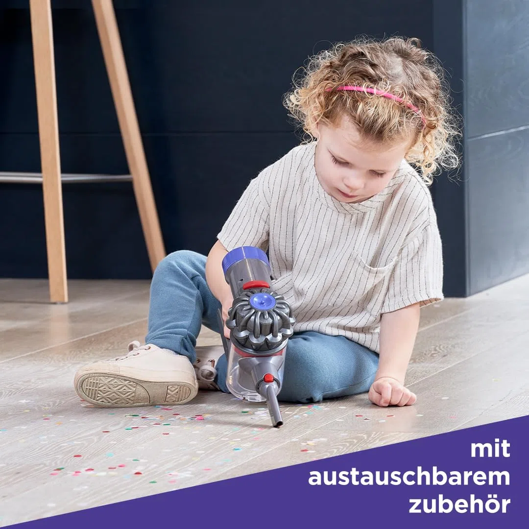 Casdon Dyson kabelloser Staubsauger | Interaktiver & offiziell lizenzierter Dyson Spielzeugstaubsauger für Kinder ab 3 Jahren | Realistischer Rollenspielspaß!, Gelb