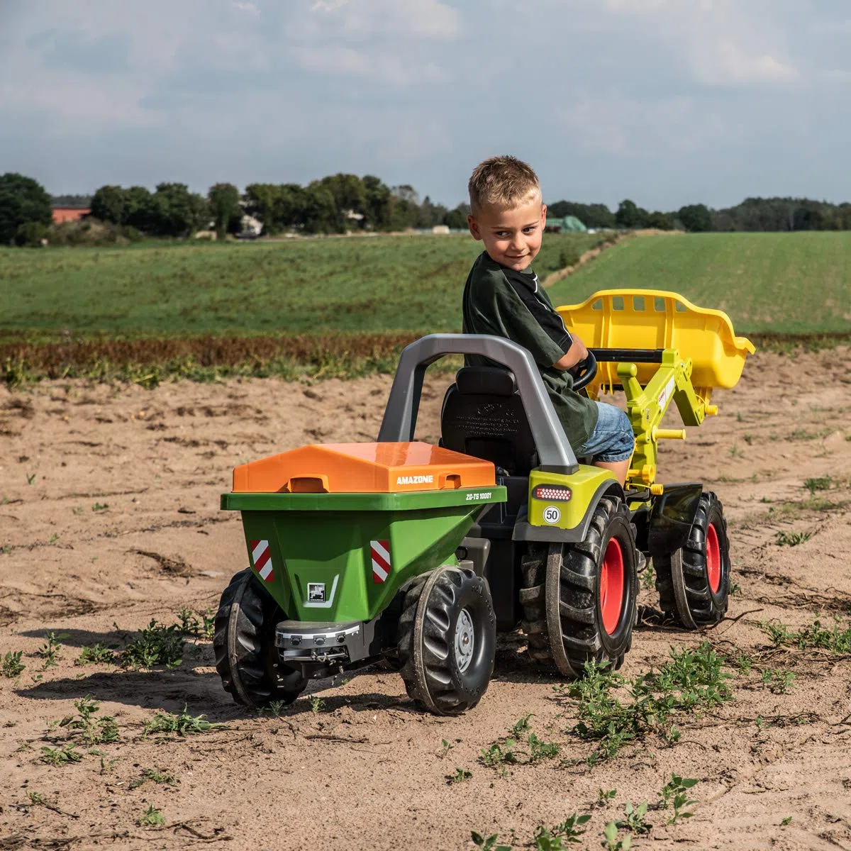 Rolly Toys rollyStreumax e Streuanhänger für Trettraktor (von 3-10 Jahren, ABN. Abdeckung, Streugutmulde) 125104