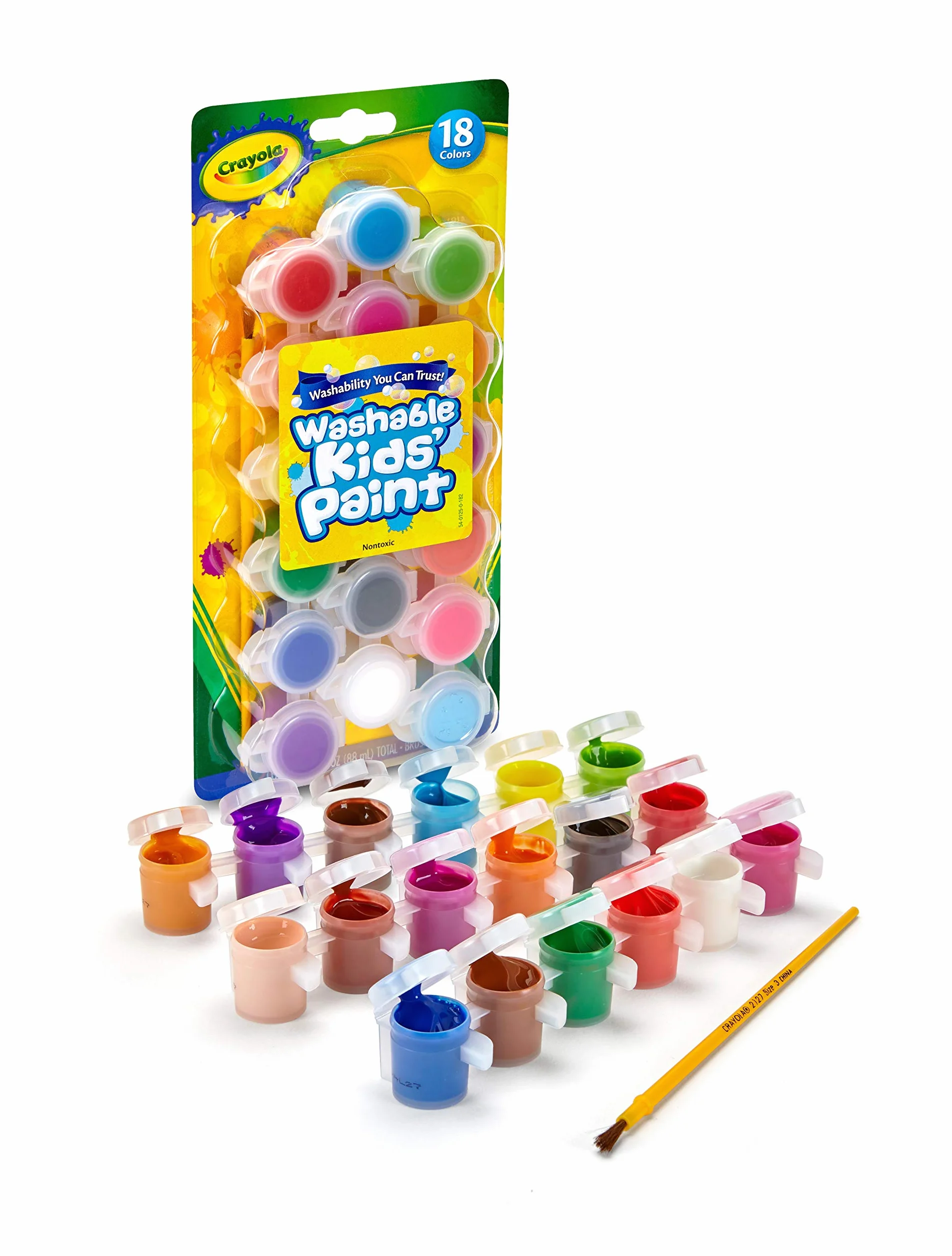 CRAYOLA Waschbare Farben und Pinsel – verschiedene Farben (18 Stück) | perfekt für alle Kunst- und Bastelbedürfnisse – leicht waschbar | ideal für Kinder ab 3 Jahren