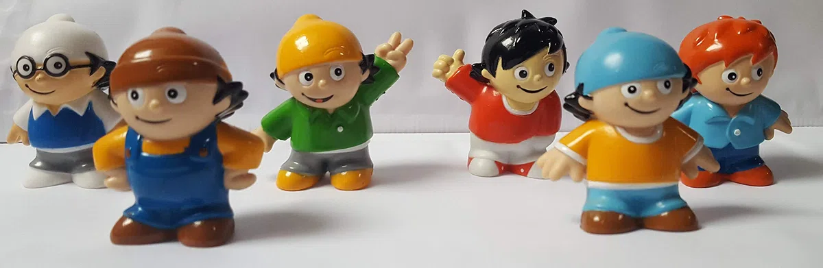 6 Mainzelmännchen Figuren (Anton, Berti, Det, Fritz, EDI und Conni) 5 cm groß