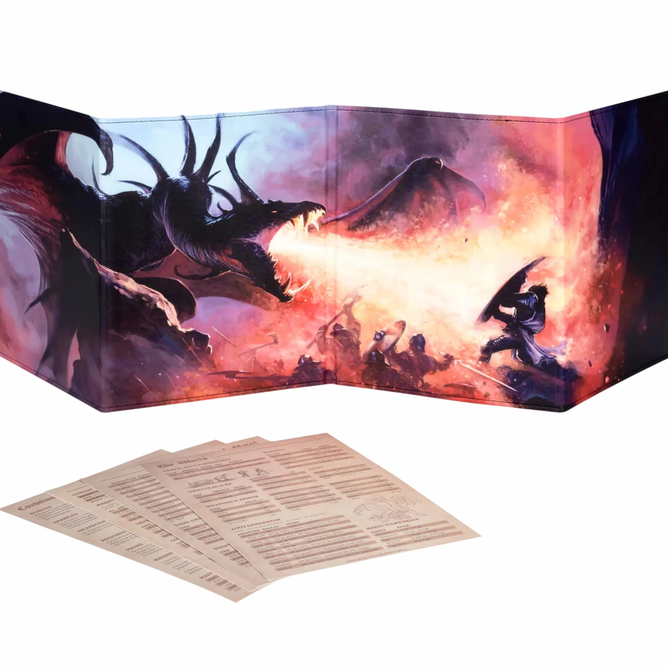 DND DM Screen 5e – D&D Spielleiterschirm zum Verbergen deiner Würfel, Karten und Bücher - Vollfarbiger Druck mit anpassbaren Einsätzen - Dungeons and Dragons – DND Zubehör Geschenk Für Pen and Paper