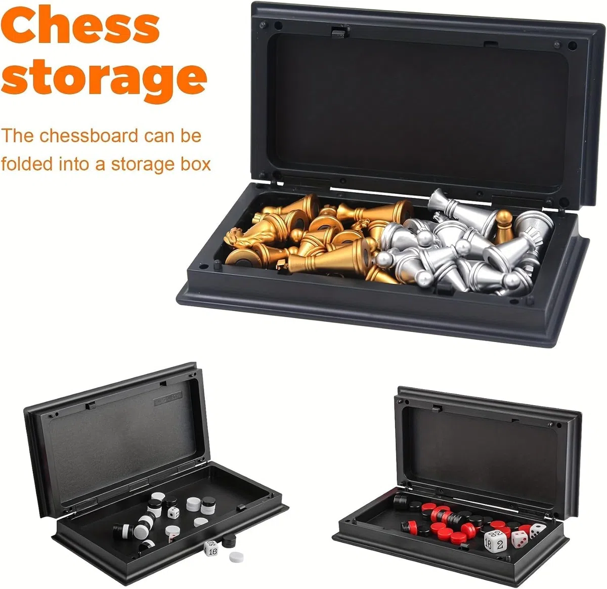 Schachspiel Magnetisch, 20 X 20CM Mini Schach, 3-in-1 Reiseschach Klein, Schachspiele für Kinder, Schachbrett Einklappbar, Geeignet für Kinder und Erwachsene, Partys und Reisen