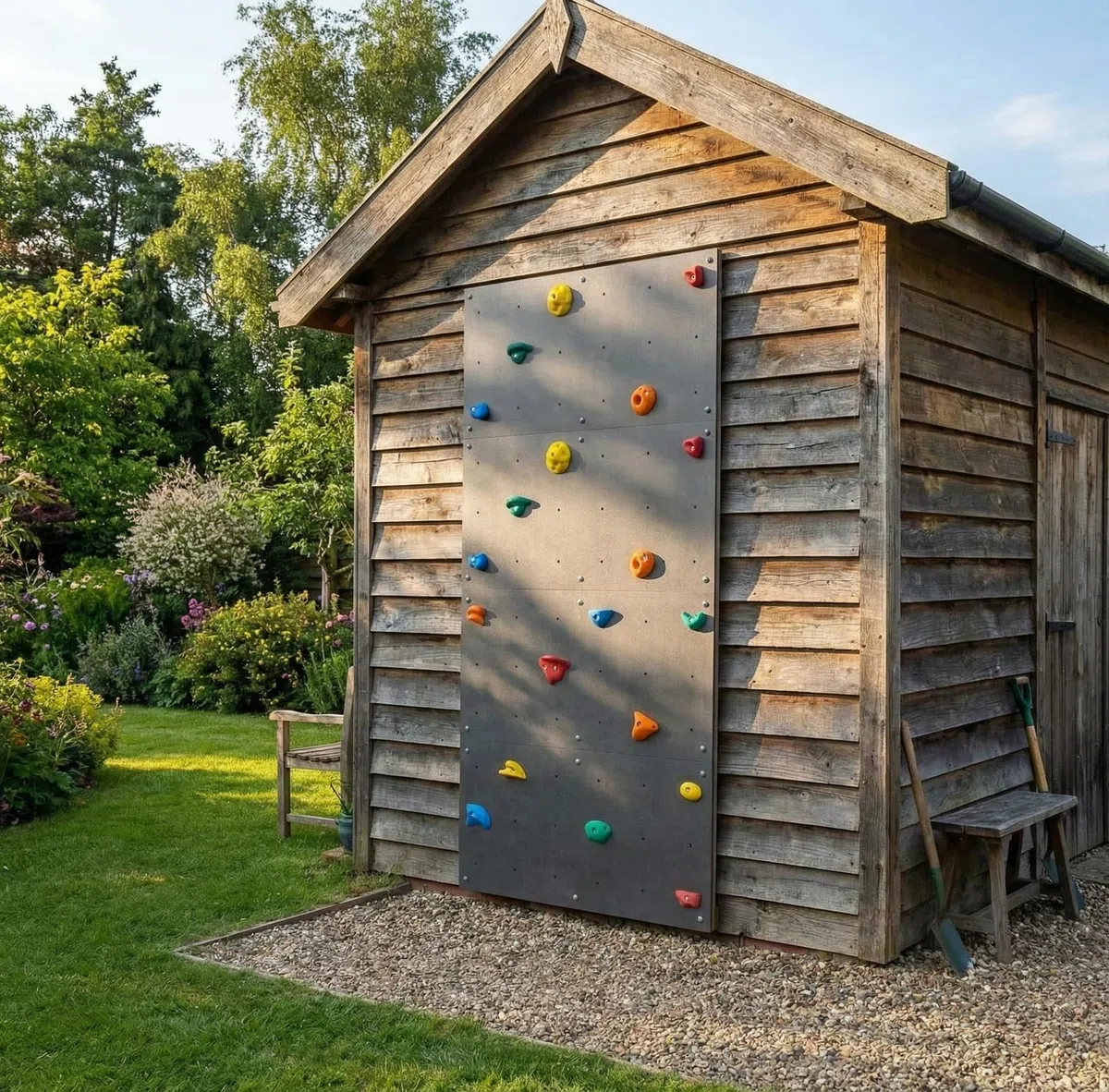Kletterwand - Klettergerüst für Outdoor - Boulderwand für Garten, Holzhaus, Spielplatz