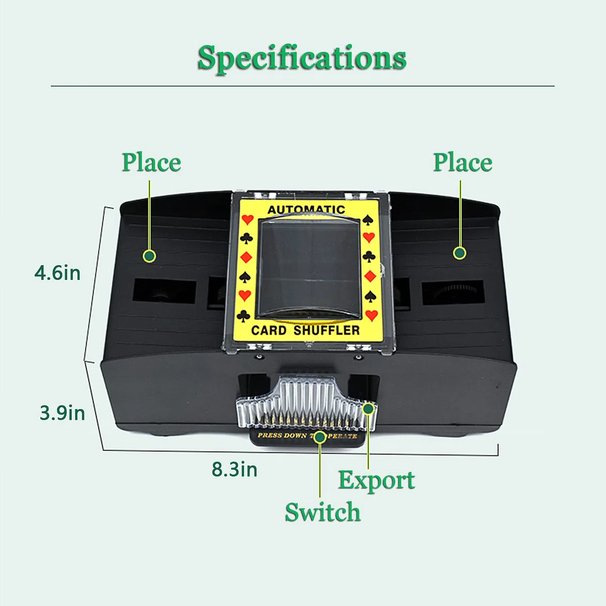 Kartenmischer 2 Deck,Kartenmischmaschine Elektrische mit Batteries und 2 Poker für UNO, Poker, Texas Hold Em, Omaha, Baccarat