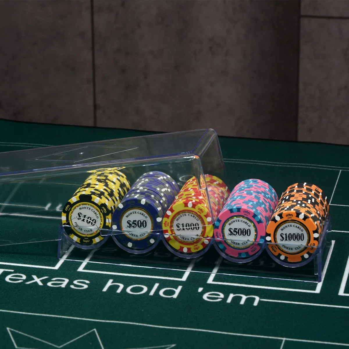 Transparentes Acryl-Pokerchip-Rack mit Deckel/ohne Deckel, Casino Poker Chip Tray Rack Chip Storage Vitrine für Texas Hold'em, Blackjack, je 100 Chips