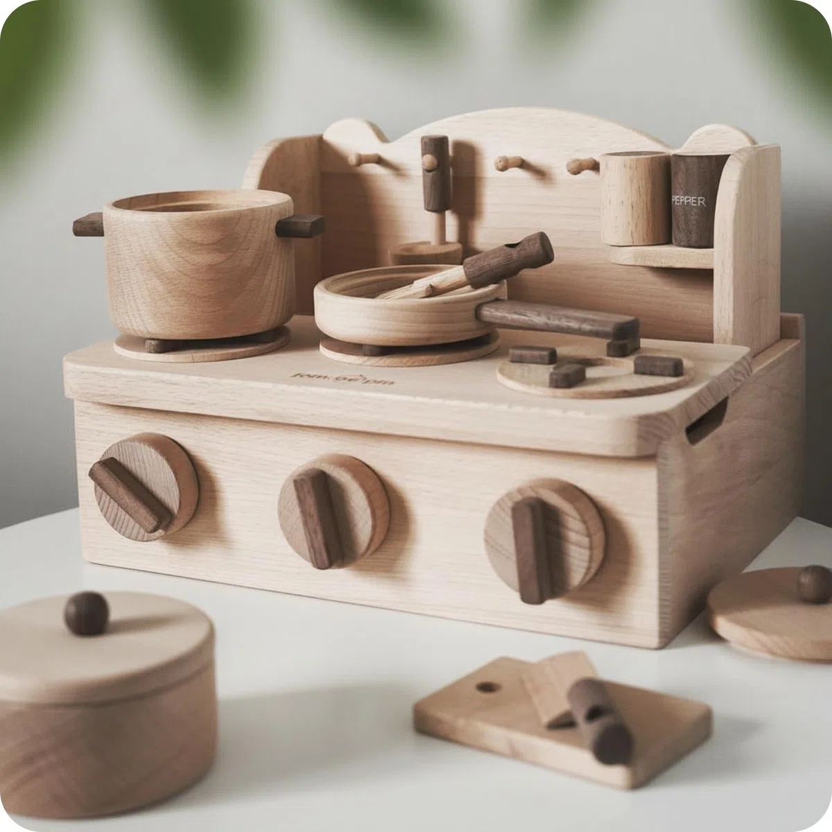 Aufbewahrungshaken Realistische Kinderküche Lernspielzeug Holz-Spielküche Für Eltern