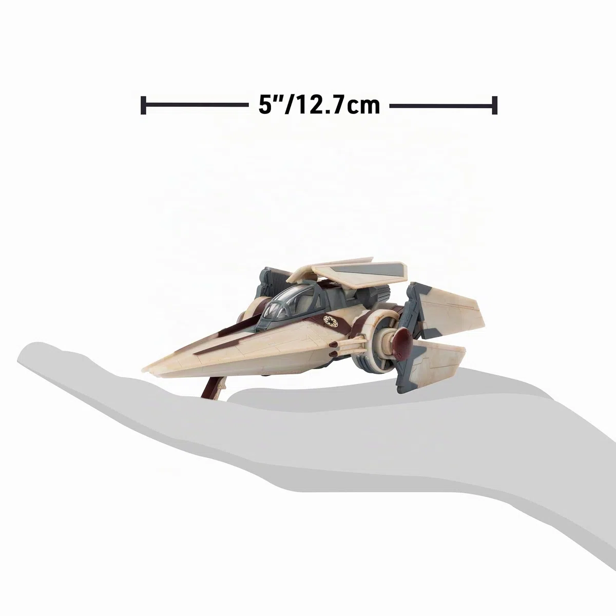 Jazwares Star Wars Micro Galaxy Squadron V-Wing Starfighter (Armada Edition) – 7,6 cm Fahrzeug mit Kühlerflügeln Plus Zwei 2,5 cm Mikro-Figuren-Zubehör