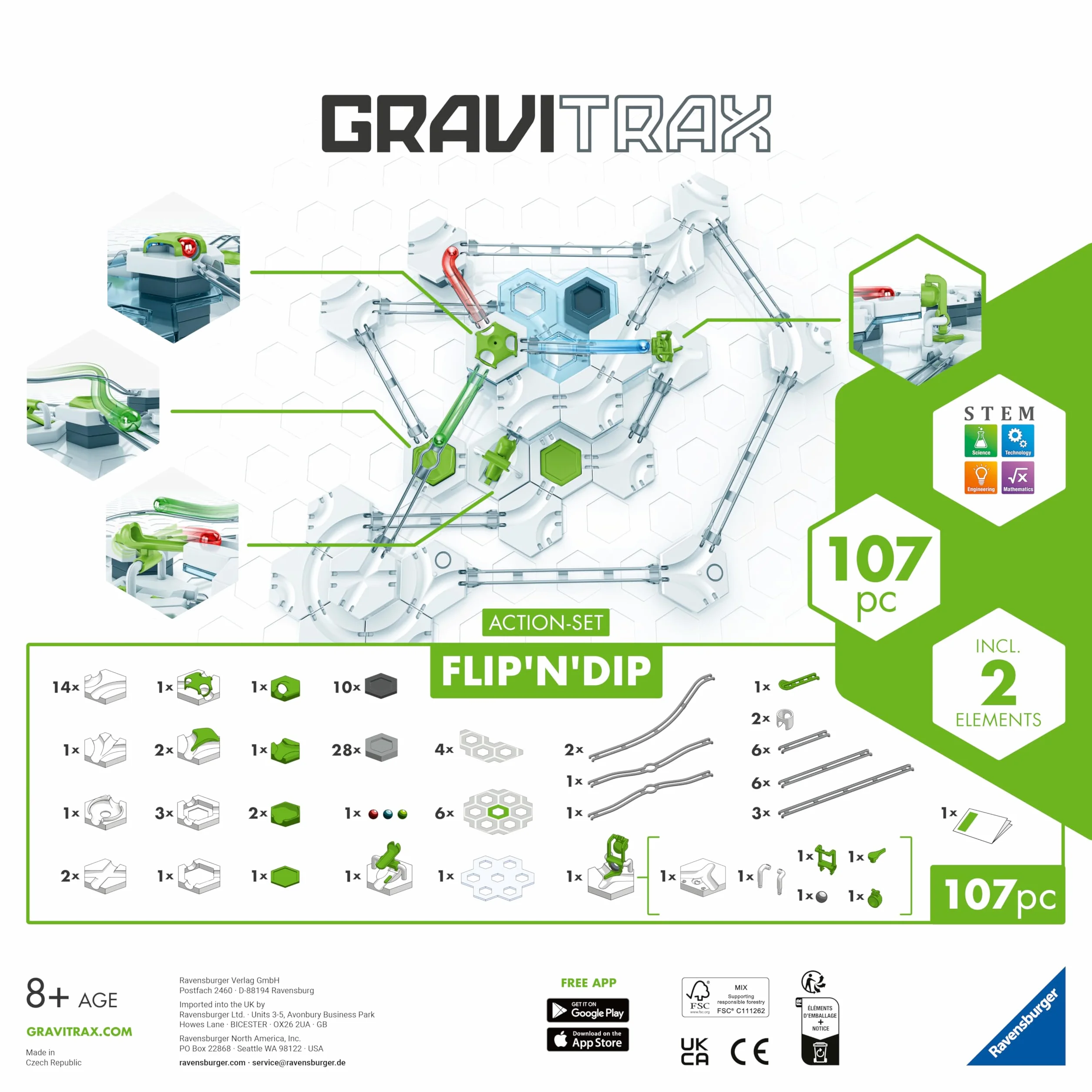 Ravensburger 27485 - GraviTrax Actionset Flip`n`Dip - GraviTrax Starterset - Murmelbahn und Konstruktionsspielzeug ab 8 Jahren, alleine bespielbar