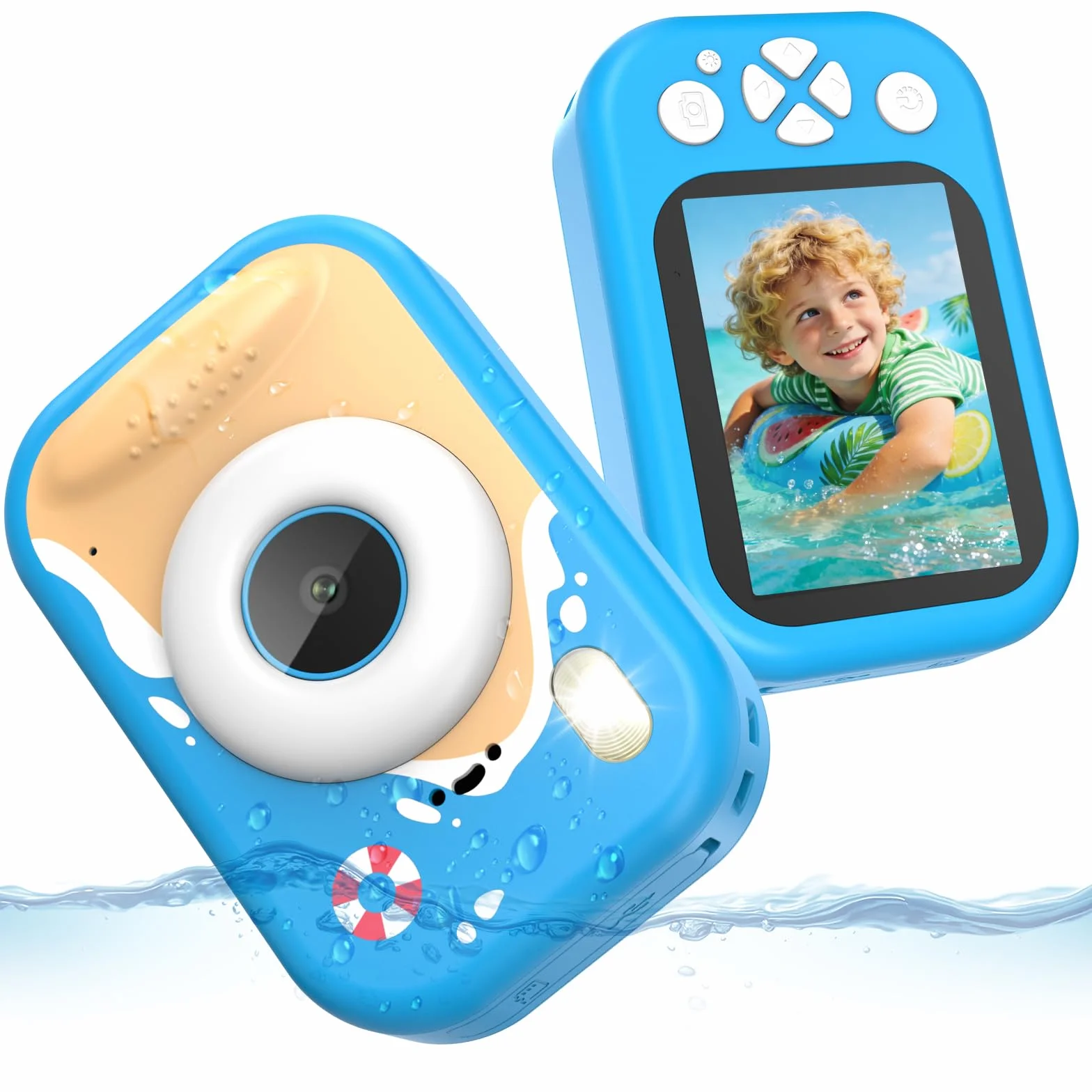 Unterwasserkamera Kinder, 10M/32.8FT Kinderkamera wasserdichte Kamera Kinder mit 2,4" Bildschirm, 32GB-Karte, Notfall-LED-Blitz, 1080P Fotoapparat Kinder Geschenk für 3-12 Jahre Mädchen Jungen