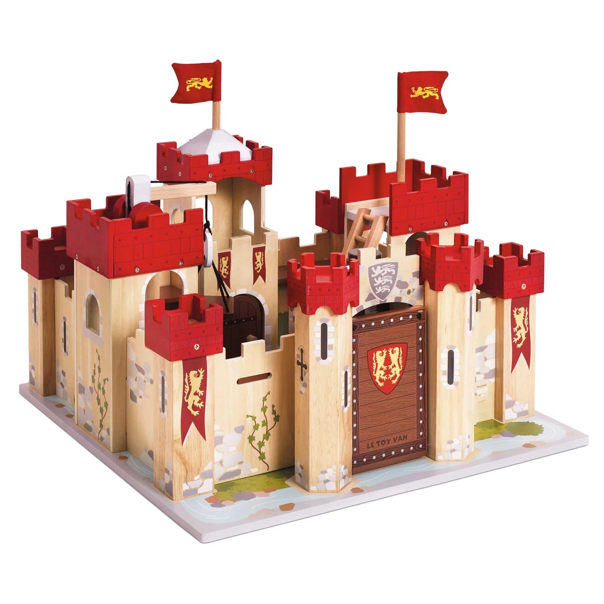 Le Toy Van – Pädagogisches Castles Collection Rollenspiel „Löwenherz“ aus Holz | Ritterburg Spielset aus Holz für Kinder Modellburg für Mädchen & Jungen