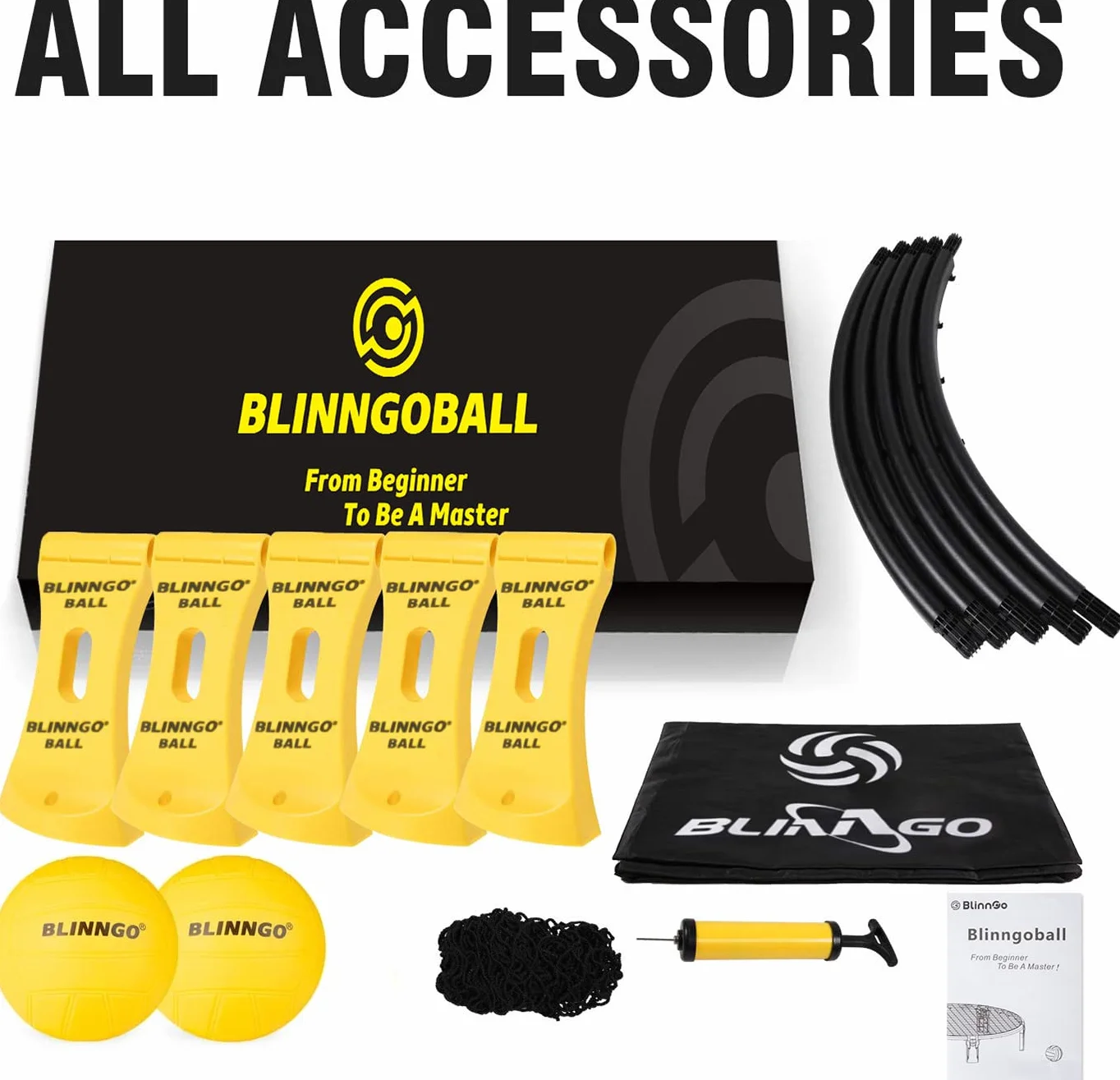 Roundnet Set Enthält Bälle, Netzen, Tasche, Ballpumpe und Regeln – Geeignet zum Spielen am Strand, Rasen, Hof und Park