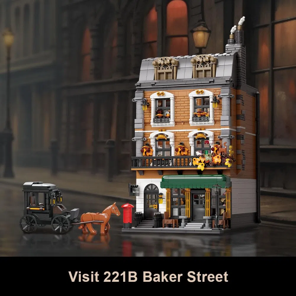 PANTASY Baker Street 221B Apartment Gebäude-Bauset für Erwachsene, Klassisches Europäisches Stadthaus Modulares Architekturmodell, Sammler-Display-Stadtszene Bausteinspielzeug