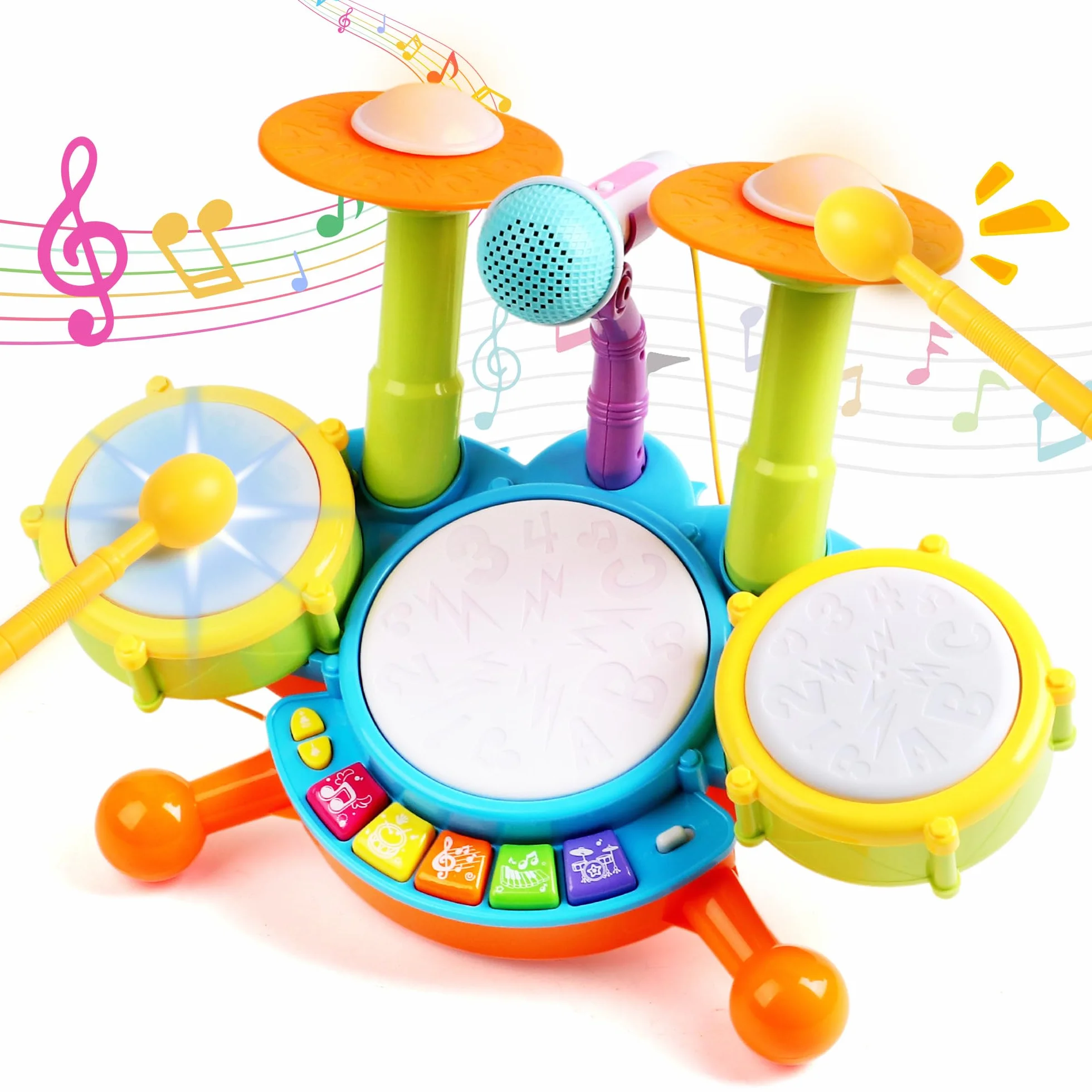 Schlagzeug Kinder Spielzeug - Musikinstrumente Mit Kinderreimen & Lichtfunktionen Baby Musikspielzeug Trommel Kinder Geschenkidee 1 2 Jahre Jungen Mädchen