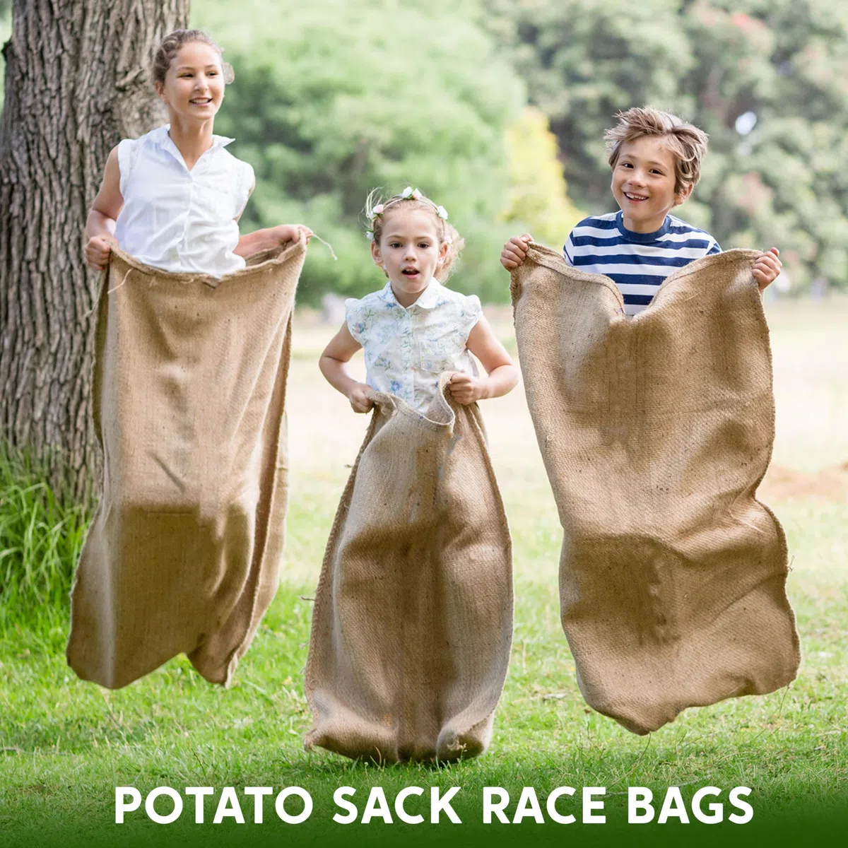 JOYIN 4 Spieler Outdoor Rasen Spiele, Spiele Gartenspiele， Potato Sack Race Bags, Eier und Löffel Rennspiele, Legged Relay Race Bands Elastisches Bindeseil für Kinder und Familien, Osternsuchspiel.