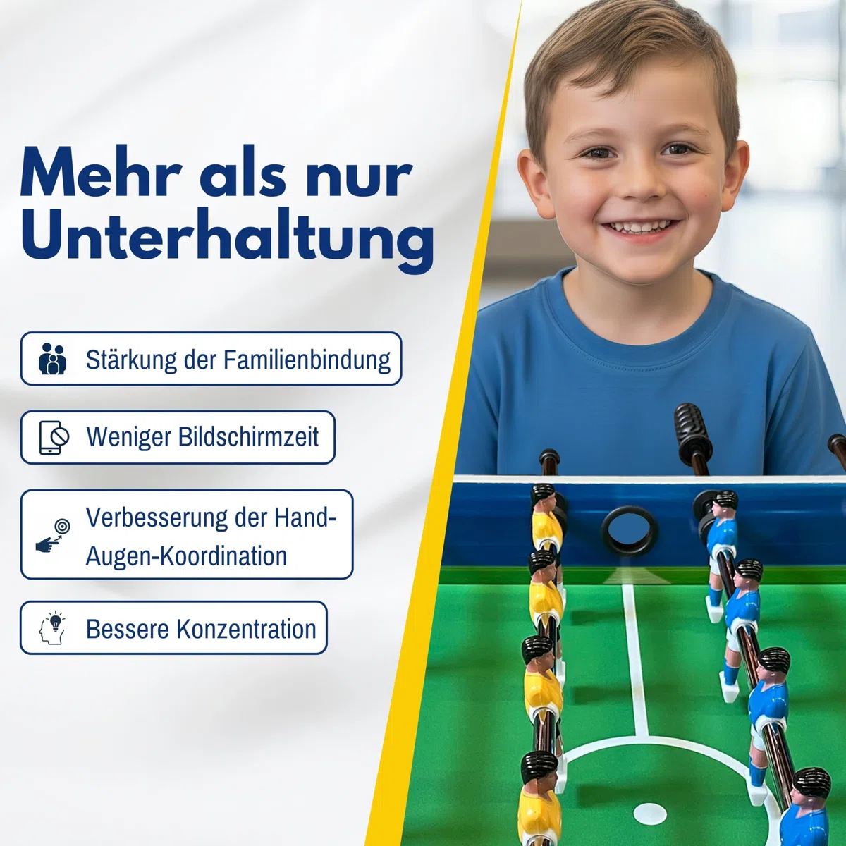 BEST SPORTING Tischkicker Kinder & Erwachsene | Kickertisch Spiele, Tischfussball & Fußball Spielzeug – inklusive 2 Kickerbälle, höhenverstellbare Füße, Antirutsch-Griffe, Atomic-Soccer Design