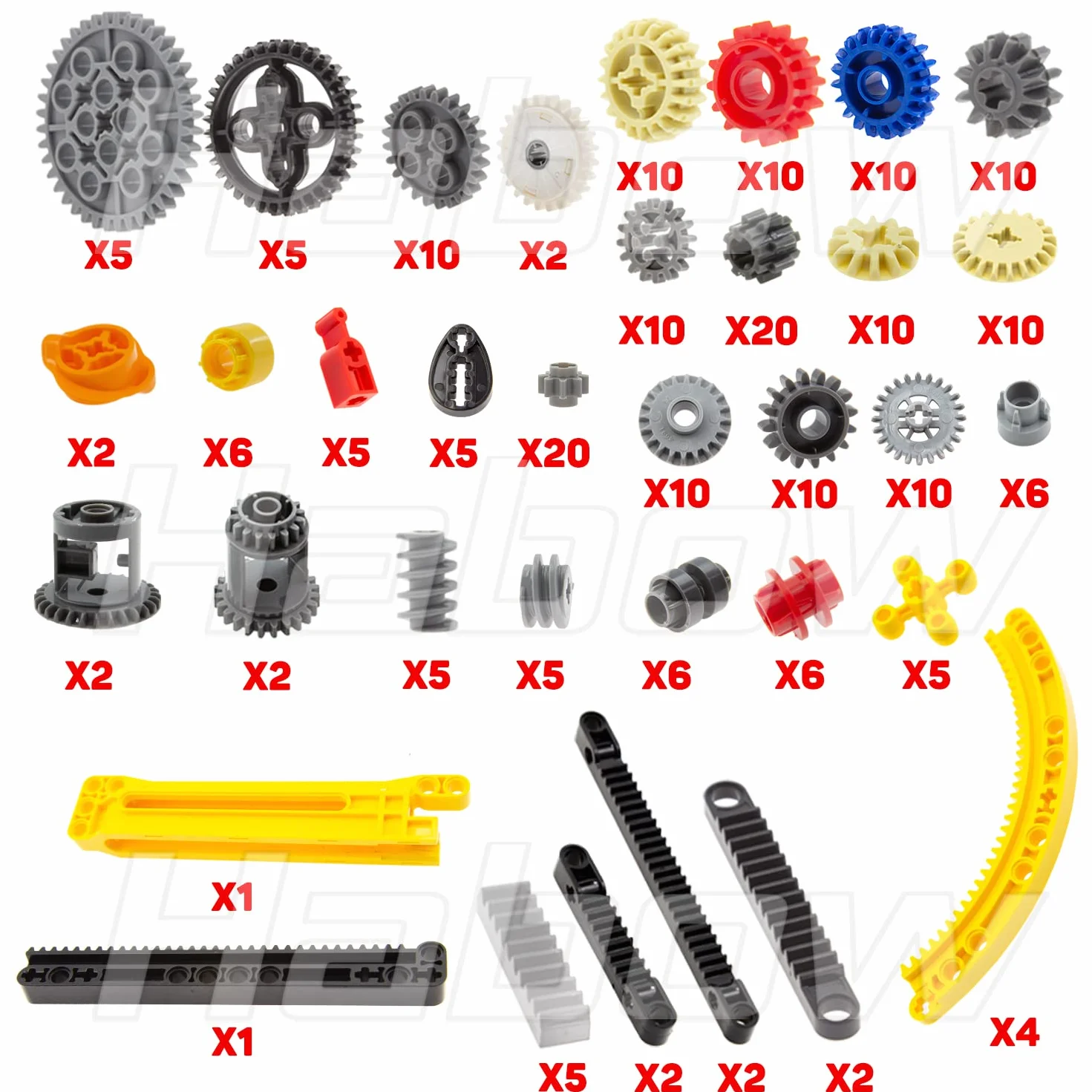 Habow 233pcs Technic-Parts Technic-Gears Achsen-Stiftverbinder Kompatibel mit Mainstream Baustein Marke Cam Schneckenräder Getriebe Lenkteile Differentialmotor Kit MOC Ersatzteile