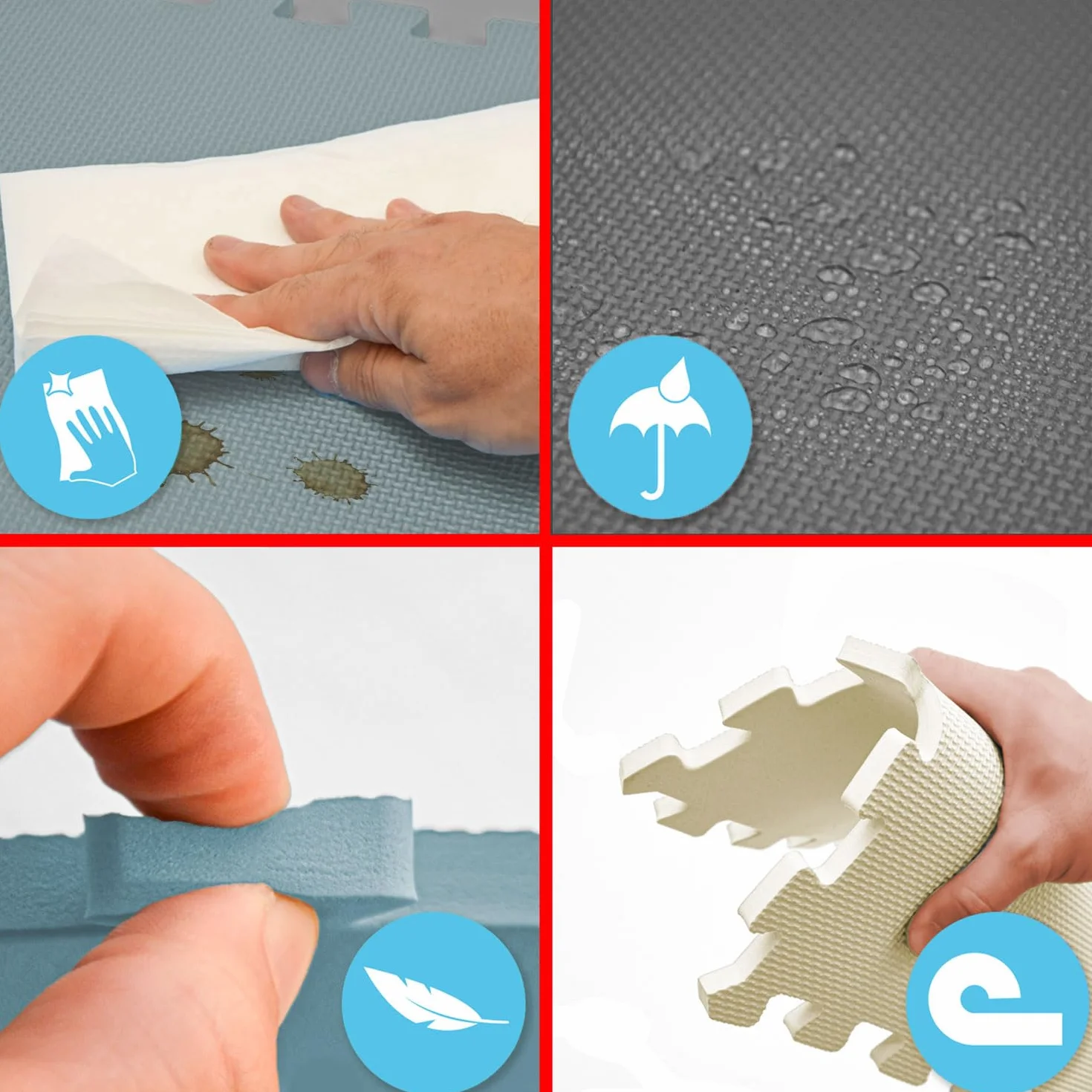 LittleTom Spielmatte Baby Puzzlematte Beige - 8 Teile je 50 x 50 cm - Krabbelmatte 200x100 cm Bodenmatte Kinder - Puzzle Teppich Kinderzimmer Matte - Bodenschutzmatte Spielteppich - Eva Schaumstoff