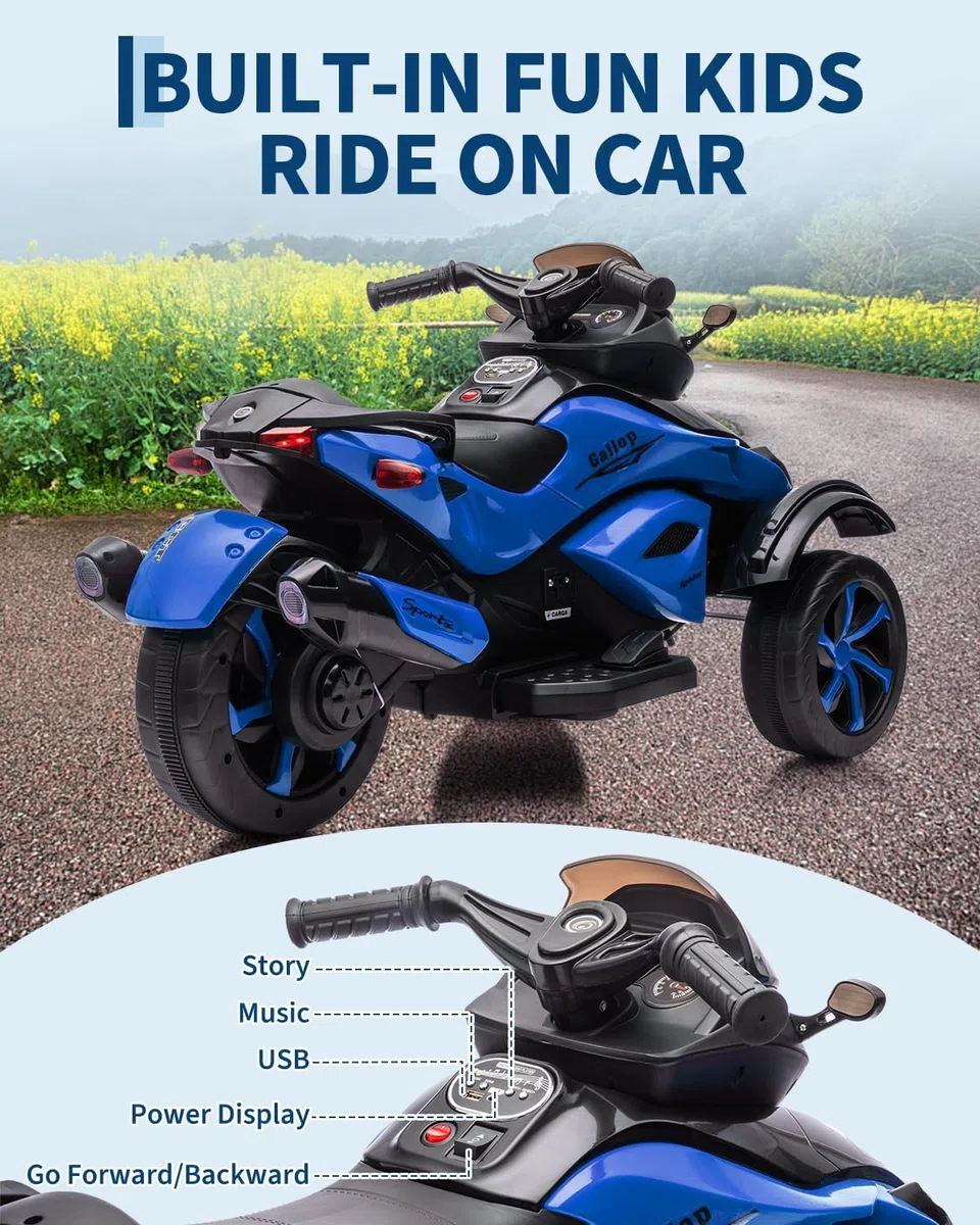 GarveeHome Kinder Quad Elektro 12V Kinderfahrzeug Mit LED, Musik & Langsamer Start Für Kinder Von 3-8 J