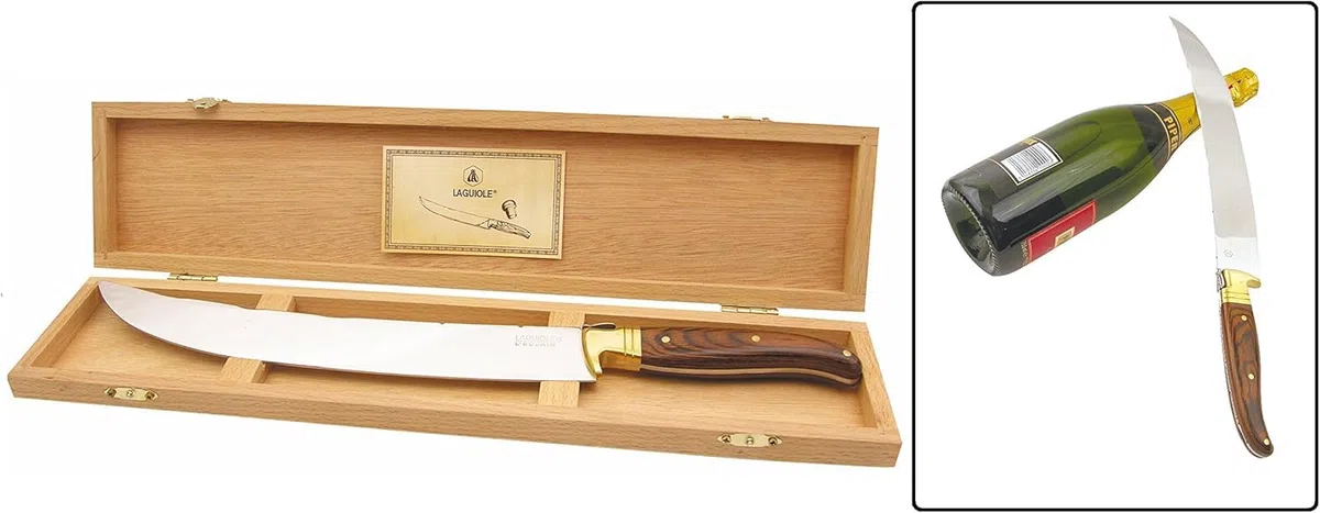Laguiole Champagne Säbel Champagner Saber Sekt Säbel XXL 42 cm + Holzbox