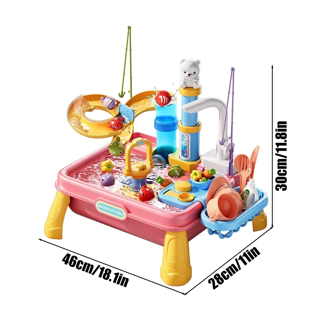 Generisch Sand Und Wasserspieltisch,Sand- Und Wasserspieltisch Mit Pumpe, Unterhaltsames Sensorik-Aktivitätsspiel, Robuste Konstruktion Für Garten, Park, Terrasse, Kindergarten Klassenzimmer