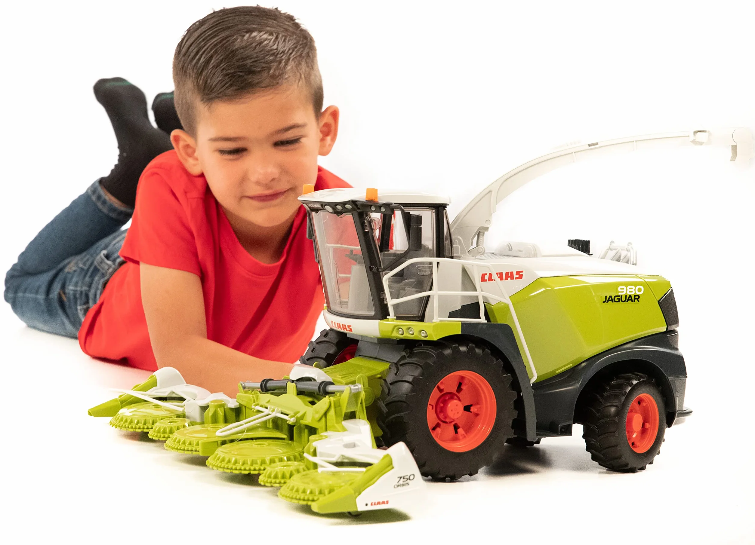 bruder 02134 - Claas Jaguar 980 Feldhäcksler - 1:16 Fahrzeug, Bauernhof, Landwirtschaft, Traktor, Trecker, Schlepper, Bulldog, Erntemaschine, Maisgebiss, Feldarbeit, Spielzeug