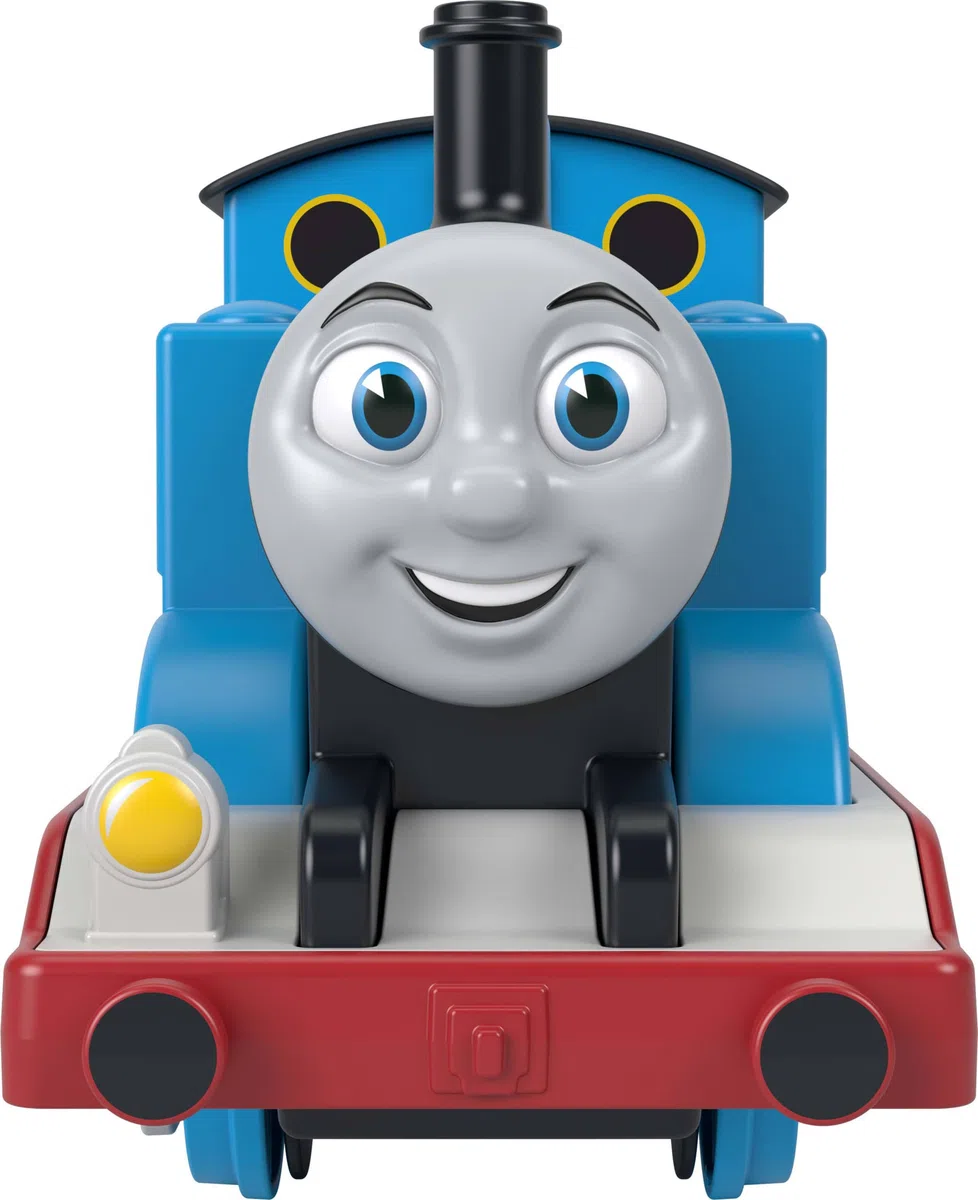 Thomas & Seine Freunde Spielzeugzug von Fisher-Price, riesiger pfeifender Thomas, große Lok, den Dampfdom drücken, damit der Zug pfeift, Gepäckfach, JRW12