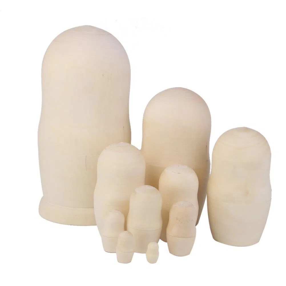 ULTNICE Puppen Rohling DIY Hölzerne Blank Russische Nesting Puppen Holz Matroschka 10pcs