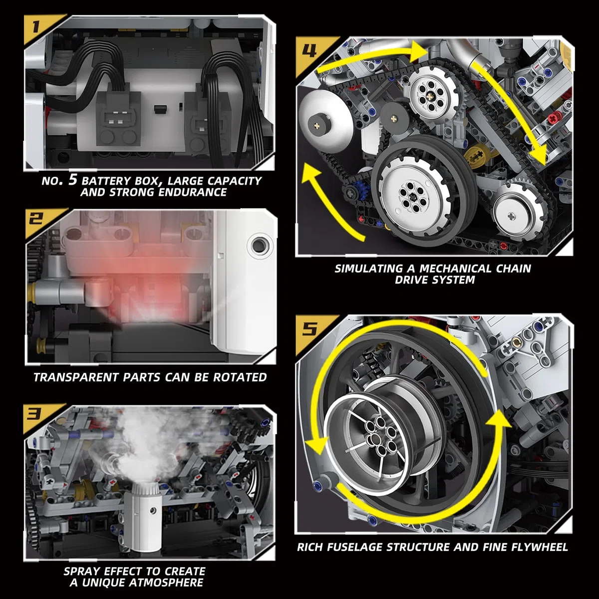 Technik V8 Motor Bauspielzeug Erwachsene, Auto Engine Modellbausatz mit Motor/Licht/Rauch, DIY-Hobbyprojekt MOC STEM Spielzeug, Geschenke für Kinder und Jugendliche 14+ (3201 Teile)