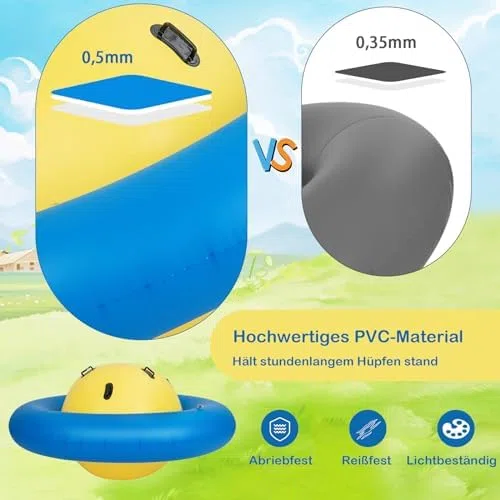 FANTASK Aufblasbare Kuppelwippe für Kinder, 223 cm große Kinderwippe zum Rollen, Neigen, Klettern & Hüpfen mit 6 integrierten Griffen (Gelb + Blau)