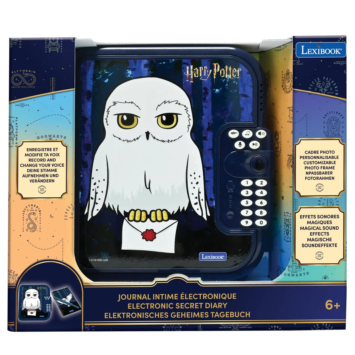 Lexibook, Harry Potter, Hedwig, elektronisches Tagebuch mit Stift und Notizbuch inklusive, interaktiv, Passwort, lustige Funktionen, Soundeffekte, schwarz/weiß, SD50HP1