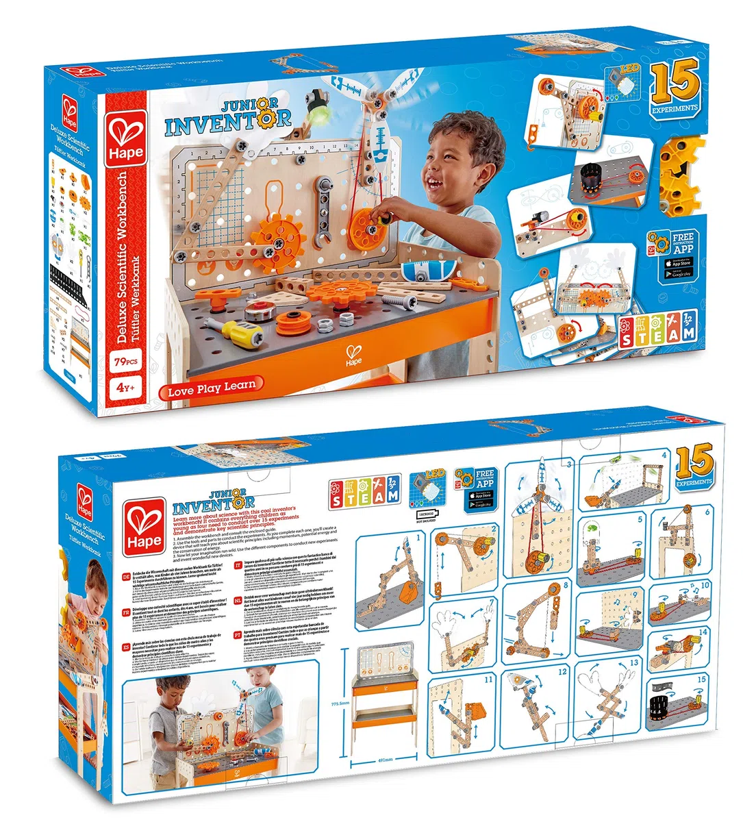 Hape Junior Inventor Tüftler Werkbank | Bausatz aus Holz für Erfinder, Mint Spielzeug, ab 4 Jahre