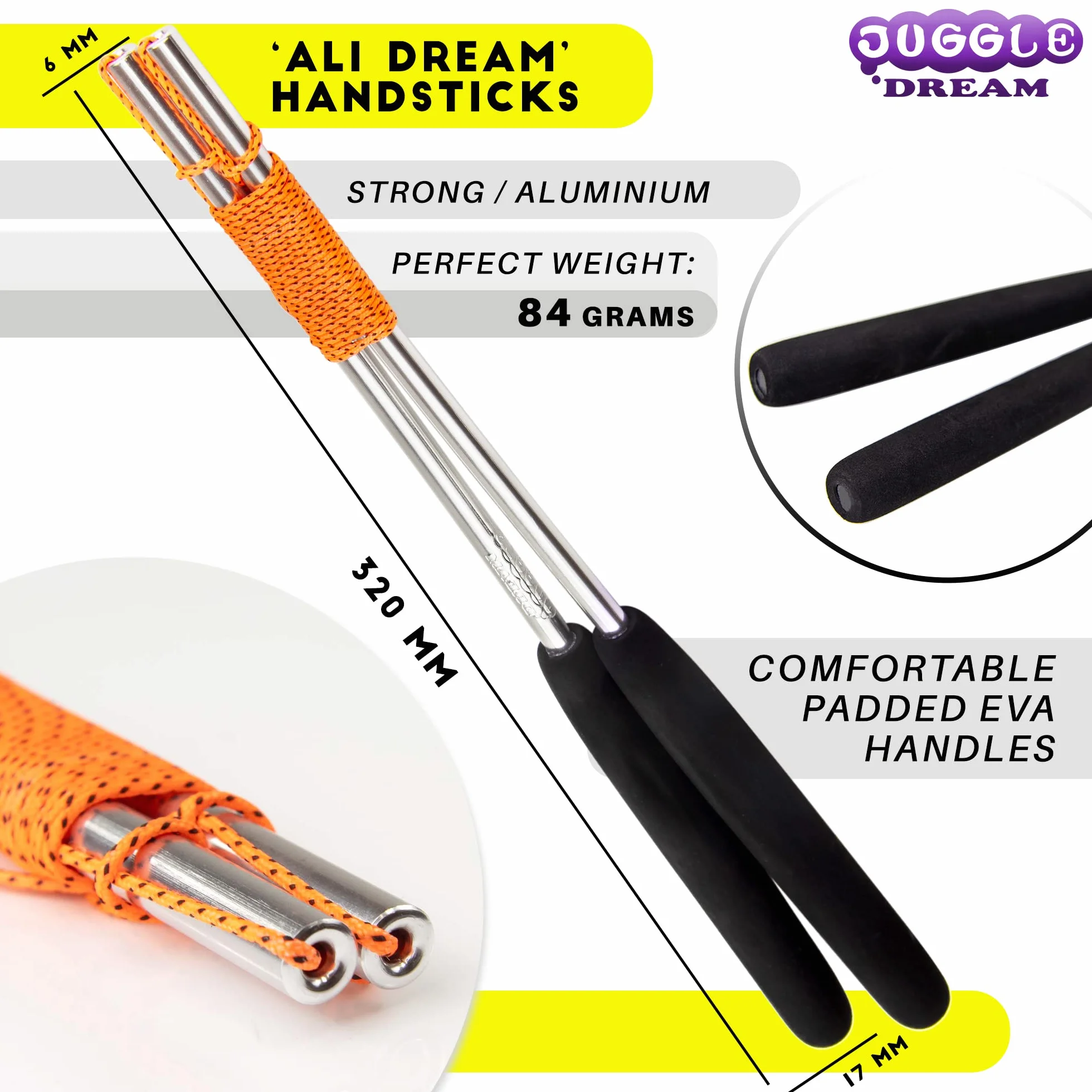 Juggle Dream Jester Diabolo Jonglierset – Kugellager Achse Profi-Diabolo mit Alu-Handstäbe und Online-Lernvideo – Jonglierspielzeug (Mehrfarbig)