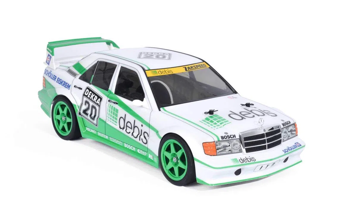 TAMIYA 58656 - 1:10 RC MB 190E debis Zakspeed TT-01E, ferngesteuertes Auto/ Fahrzeug, Modellbau, Bausatz, Hobby, Basteln, Modell, Zusammenbauen, Unlackiert