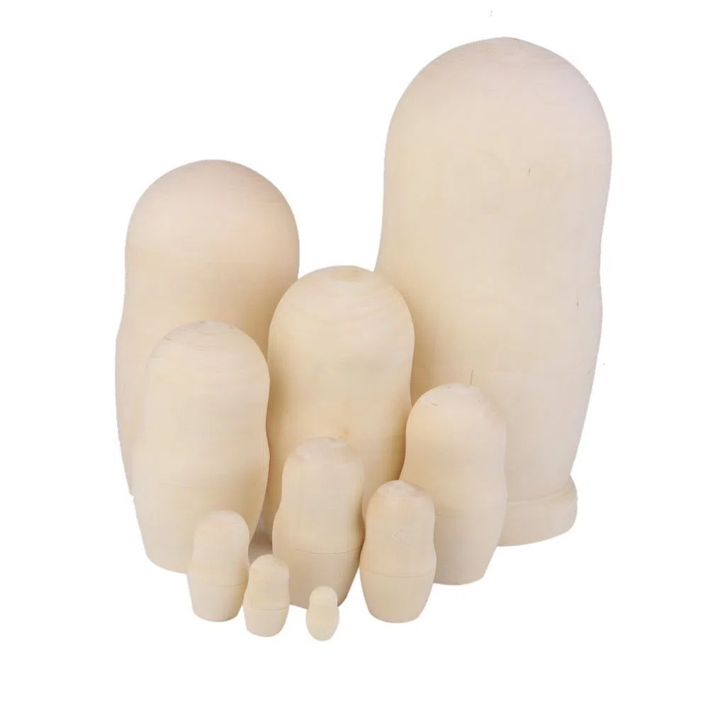 ULTNICE Puppen Rohling DIY Hölzerne Blank Russische Nesting Puppen Holz Matroschka 10pcs