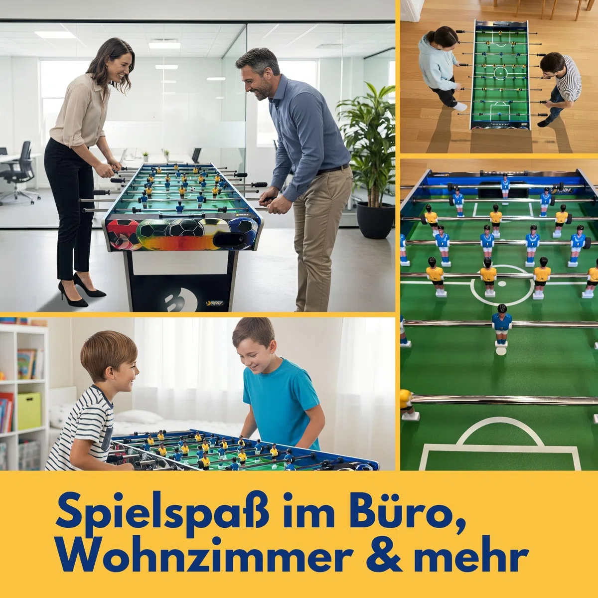 BEST SPORTING Tischkicker Kinder & Erwachsene | Kickertisch Spiele, Tischfussball & Fußball Spielzeug – inklusive 2 Kickerbälle, höhenverstellbare Füße, Antirutsch-Griffe, Atomic-Soccer Design