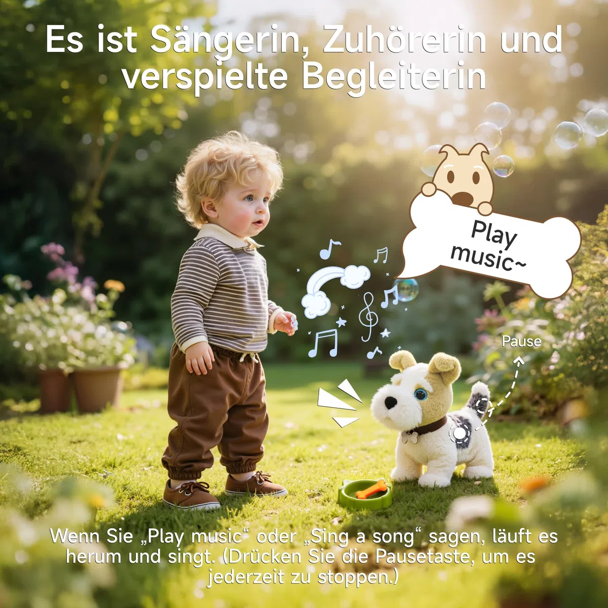 OR OR TU Hund Spielzeug Kinder, Sprachgesteuerte Plüsch Spielzeug Hunde, Elektronische Haustiere, die Singen, Bellen, Laufen und Sich Hinsetzen, Realistische Interaktive Welpen Spielzeuge für Kinder