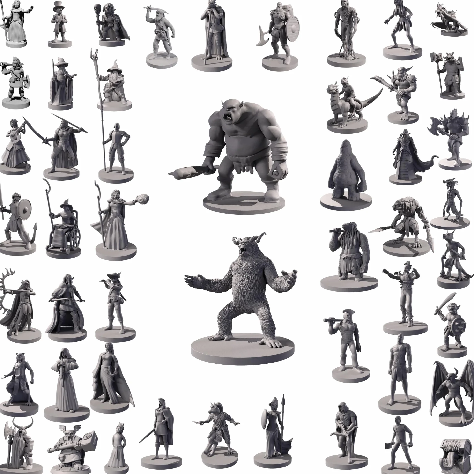 Path Gaming 50 Einzigartige Miniaturen Fantasy Tabletop RPG Figuren für Dungeons and Dragons, Pathfinder Rollenspiele, 28 mm Skalierte Miniaturen, Bulk Unlackiert